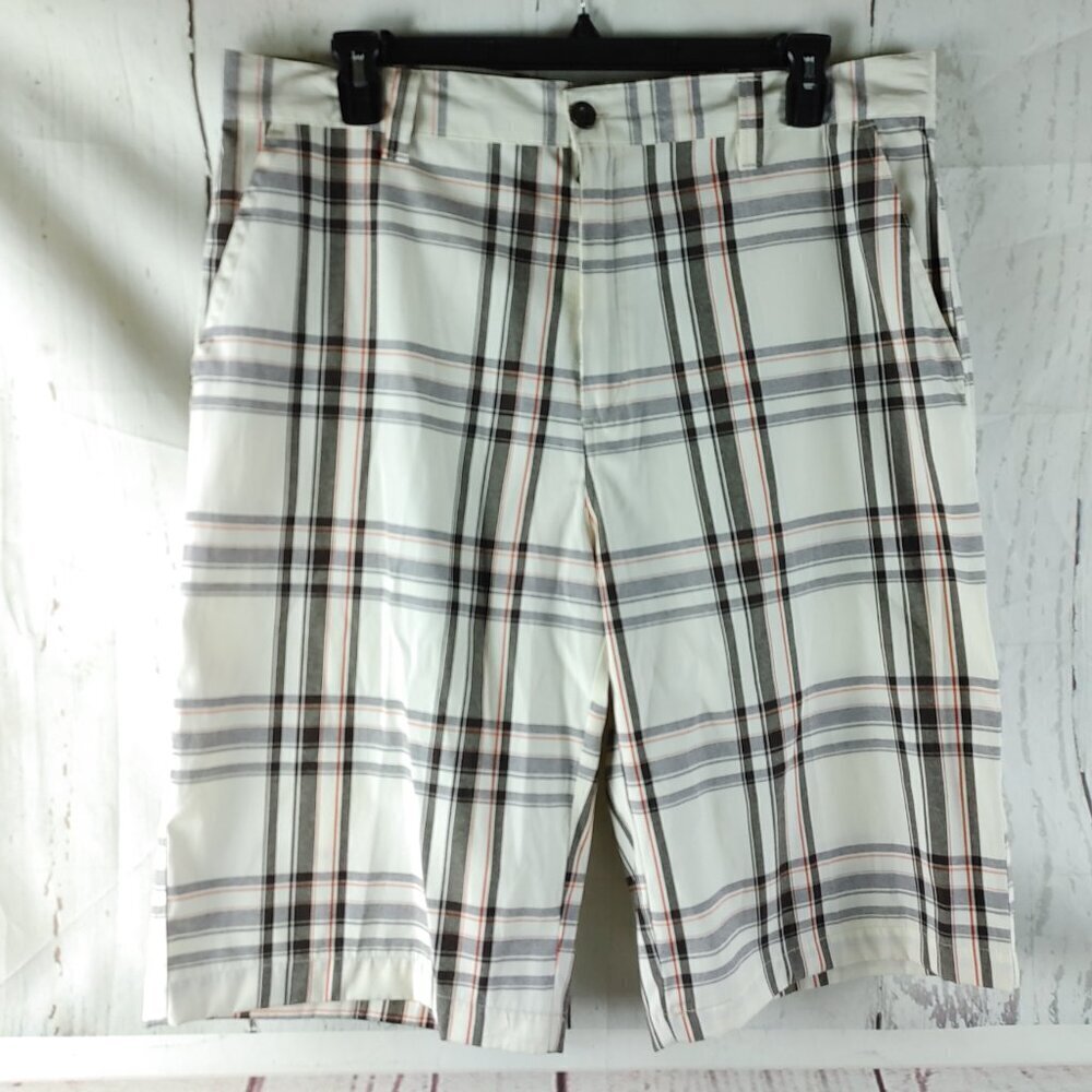NBN Gear Mens Bermuda Board Shorts 38 Cotton Blend Multicolor Plaid